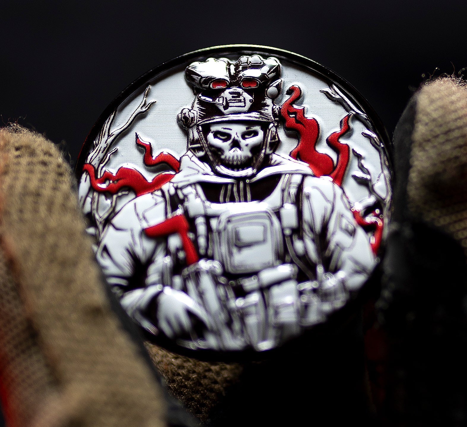 Hard Times - Strong Men Challenge Coin Closeup