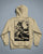 Beige hoodie with a graphic design on the back against a gray background - Acta Non Verba Hoodie