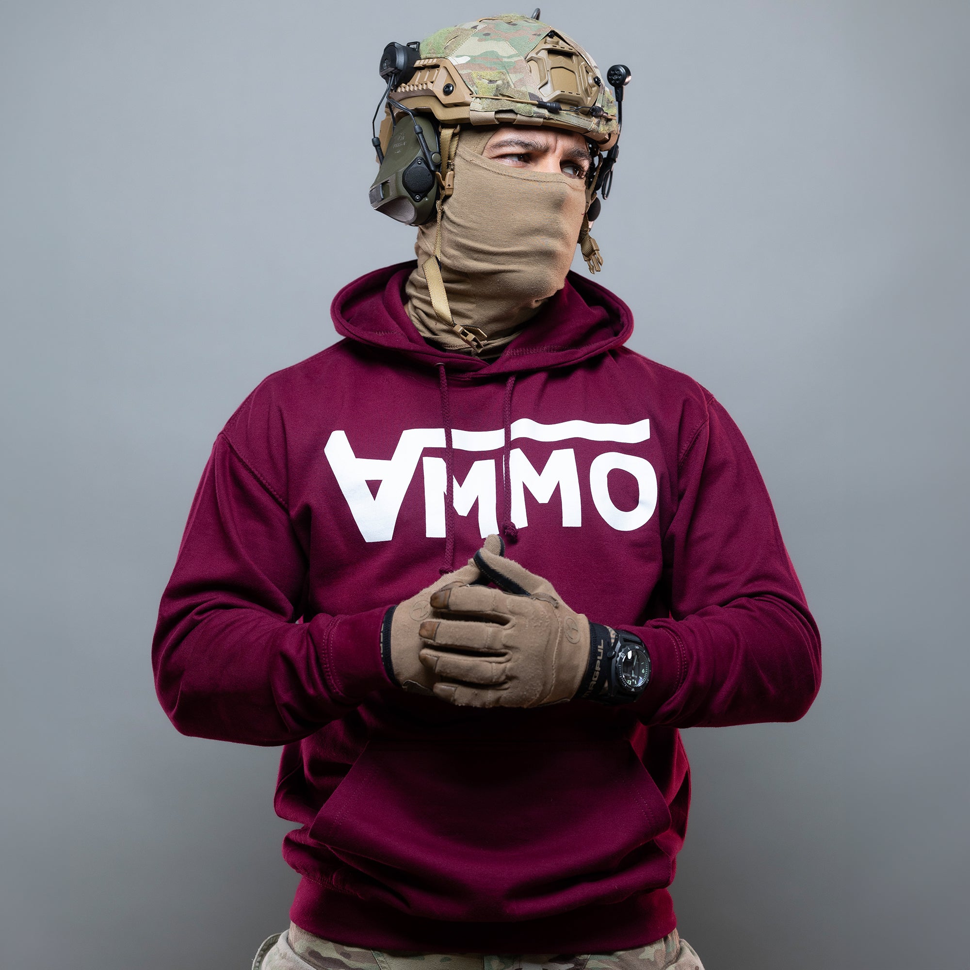 Ammo Hoodie bordeaux Vorderseite #color_bordeaux