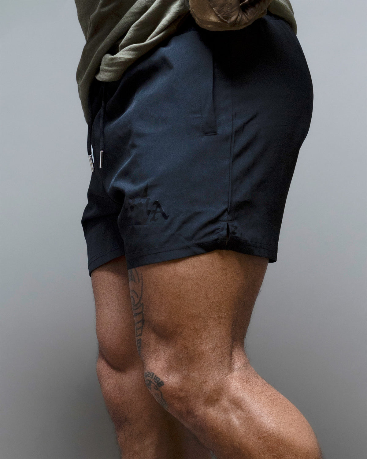 Dark Bolt gym shorts seen from the side
