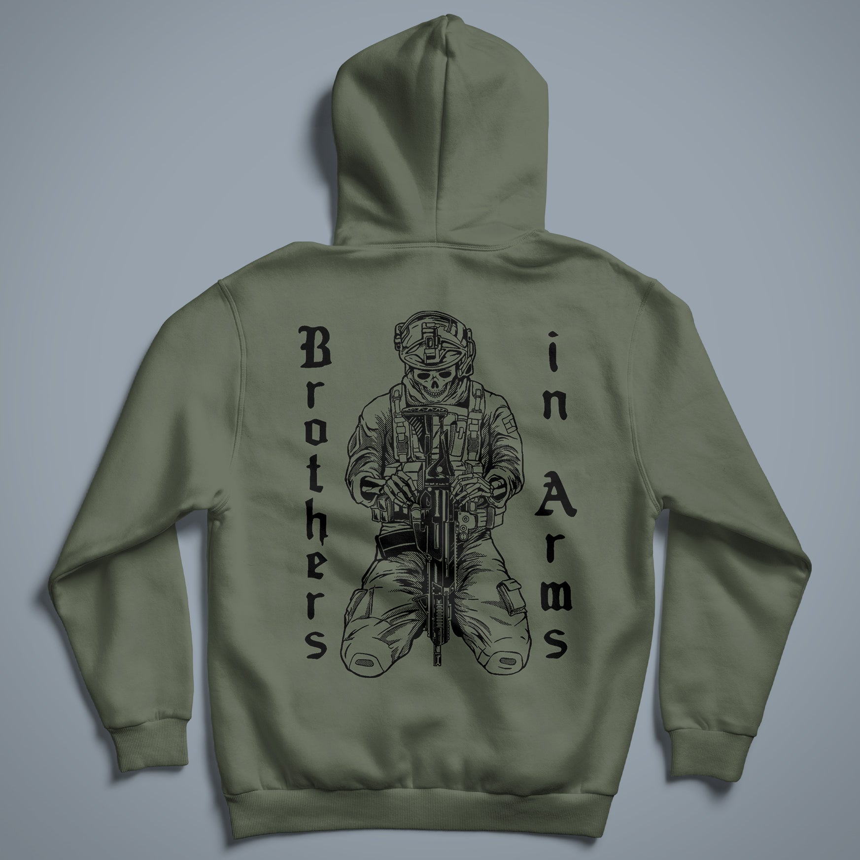 Brothers in Arms - Hoodie olivgrün Backprint