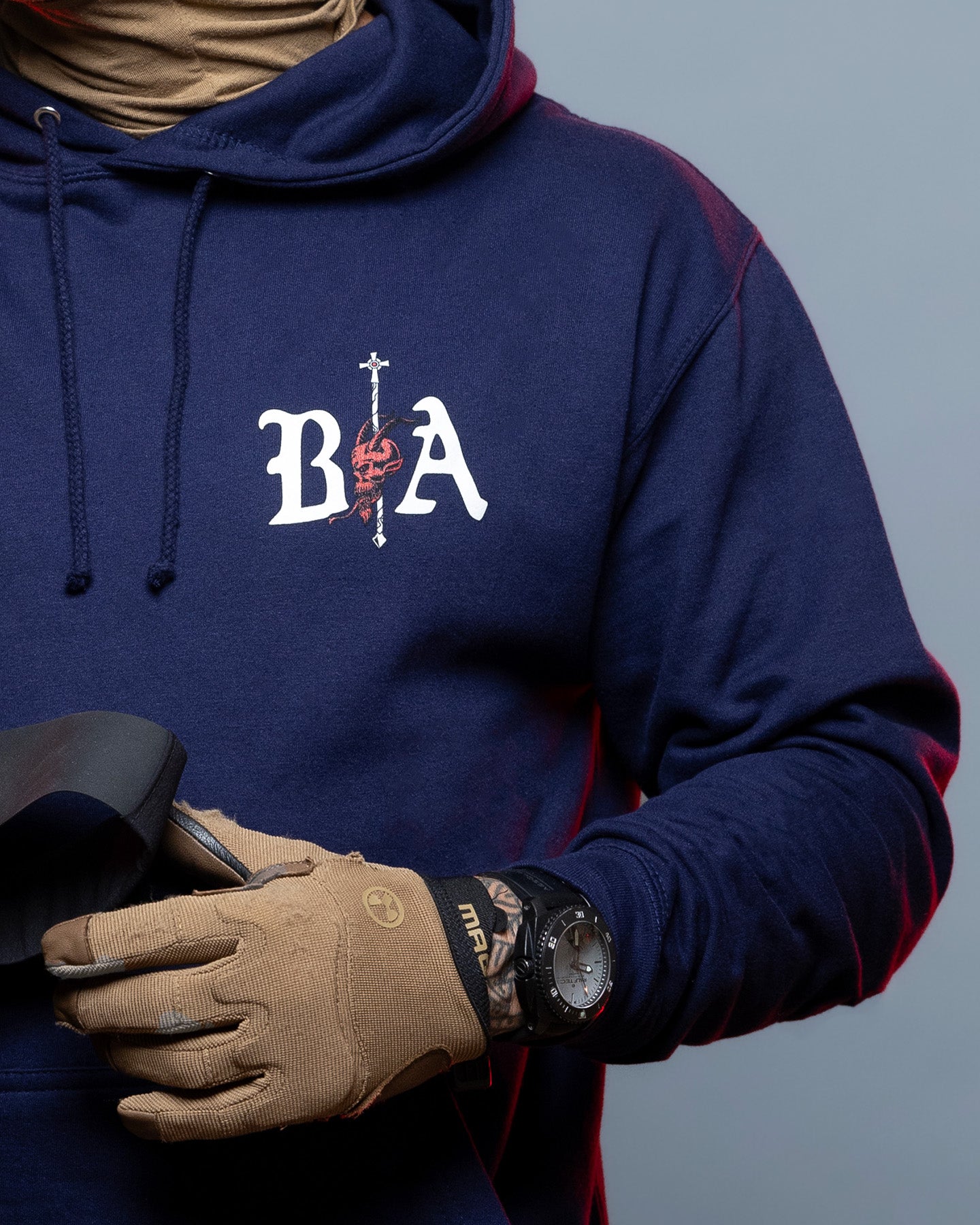 "Kill your Demons" - Hoodie in navy mit Print auf der Brust #color_navy