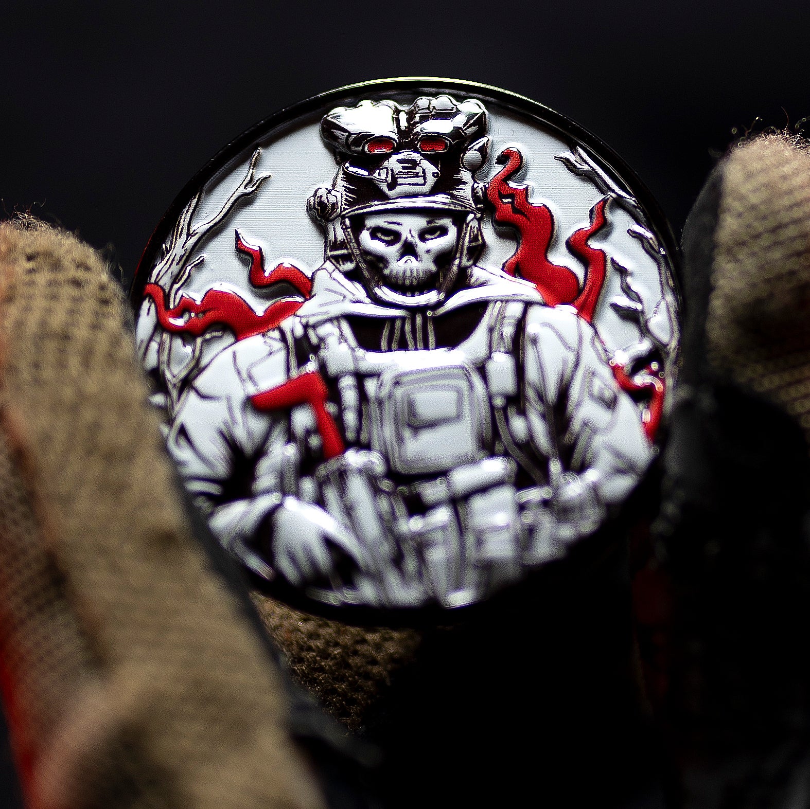 Hard Times - Strong Men Challenge Coin Closeup