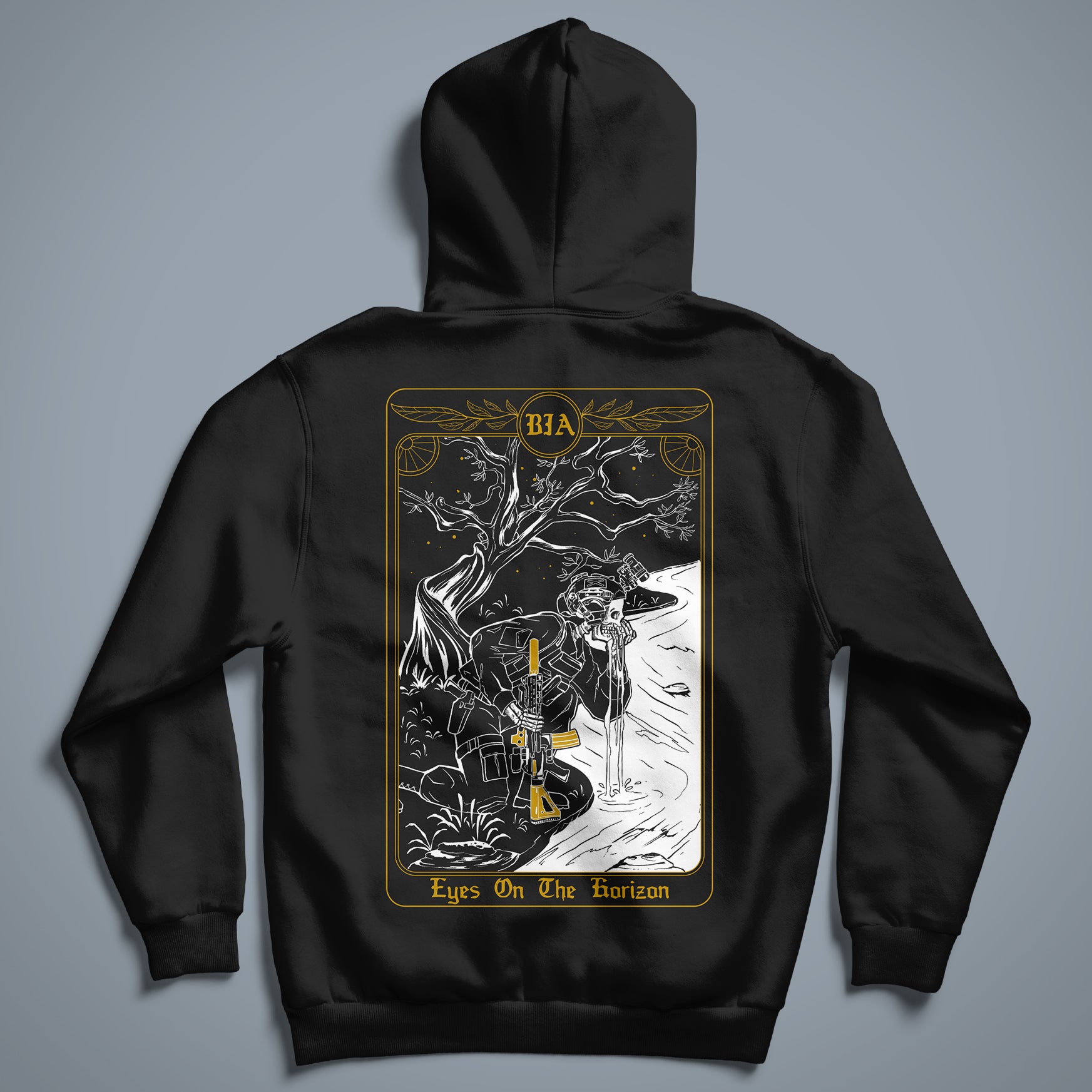 Eyes on the horizon - Hoodie schwarz Backprint