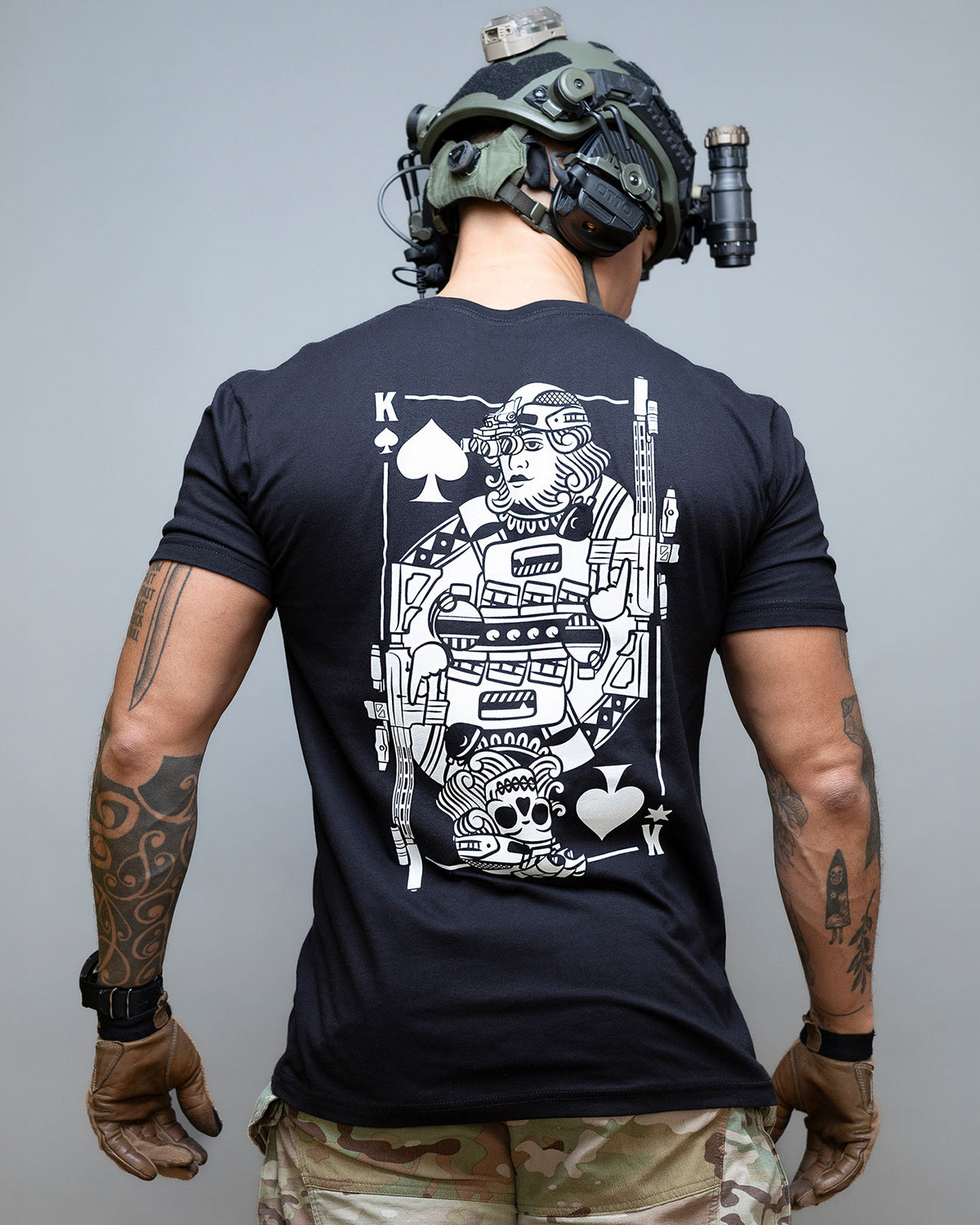 Rear view of the black King of Spades T-Shirt with the playing card back print