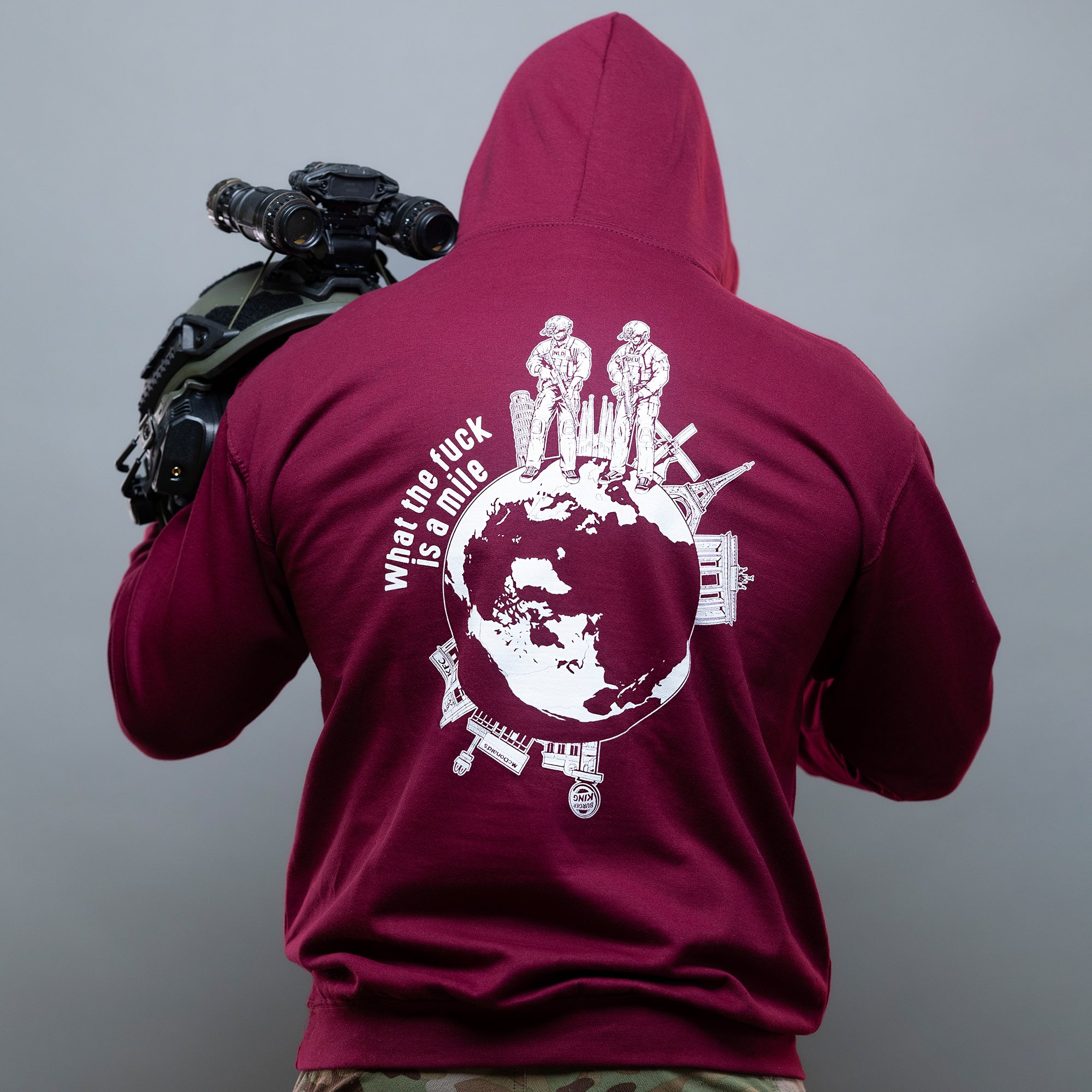 WTF is a mile Hoodie bordeaux Rückansicht #color_bordeaux