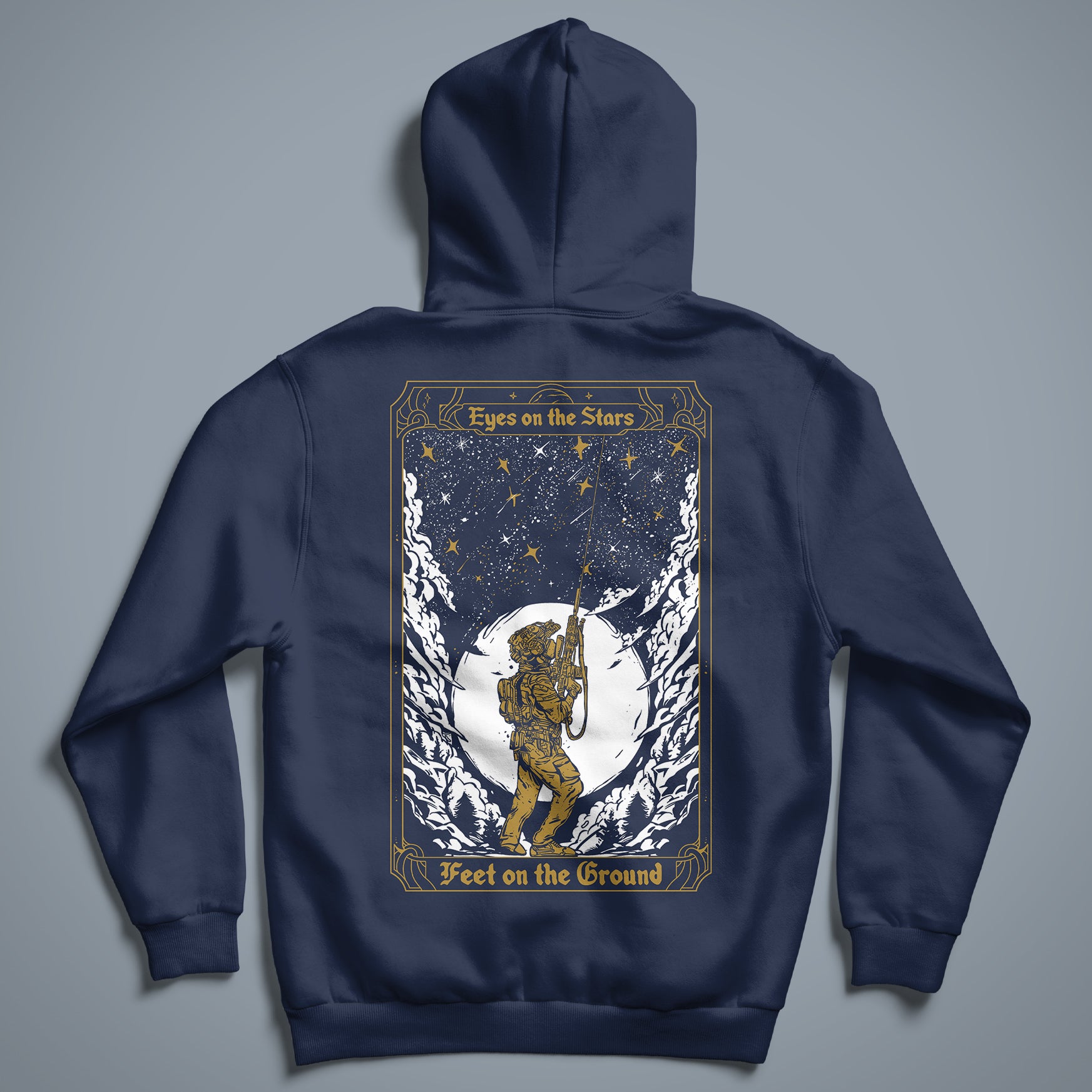 Eyes on the stars - Feet on the ground - Hoodie blau Backprint