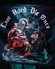 Flag with warrior and lion design and 'Live Hard Die Once' text on a dark background - Die Once Flag #in_studio_and_field